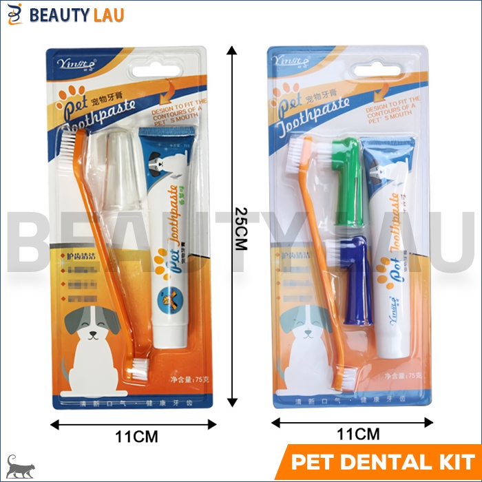 1SET SIKAT ODOL PASTA GIGI KUCING ANJING PET DENTAL GEL PET TOOTHBRUSH  TOOTHPASTE