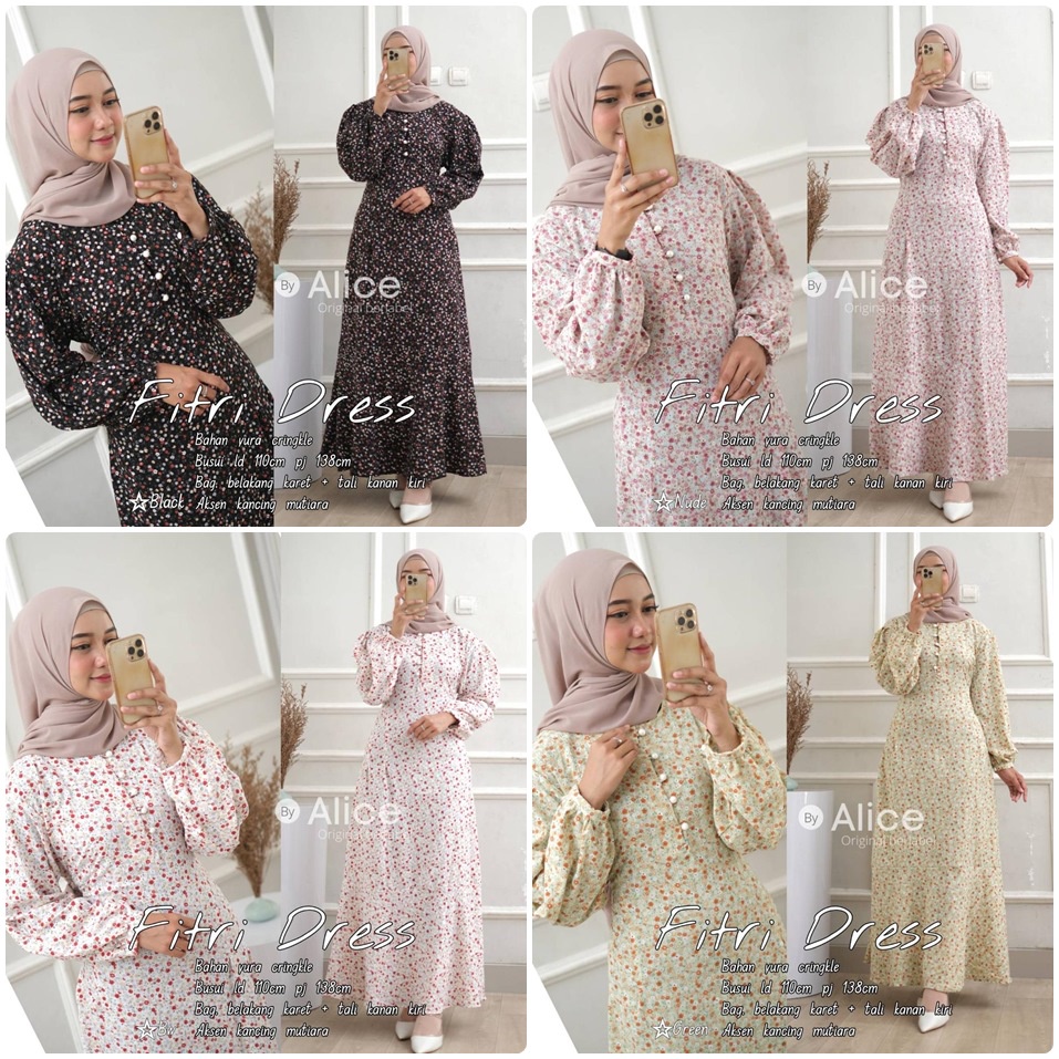 DRESS YURA CRINGKLE / 18.7 / FITRI LUNA / LD 110 CM / ALLSIZE JUMBO / FIT TO XL / DRESS MAXY / ALICE