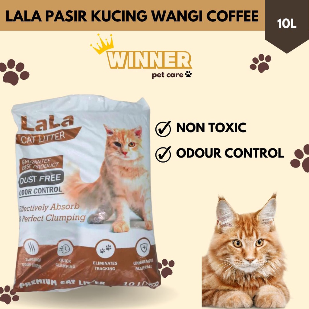 LALA Pasir Kucing Cat Litter Wangi Coffee 10 Liter (GRAB GOJEK)