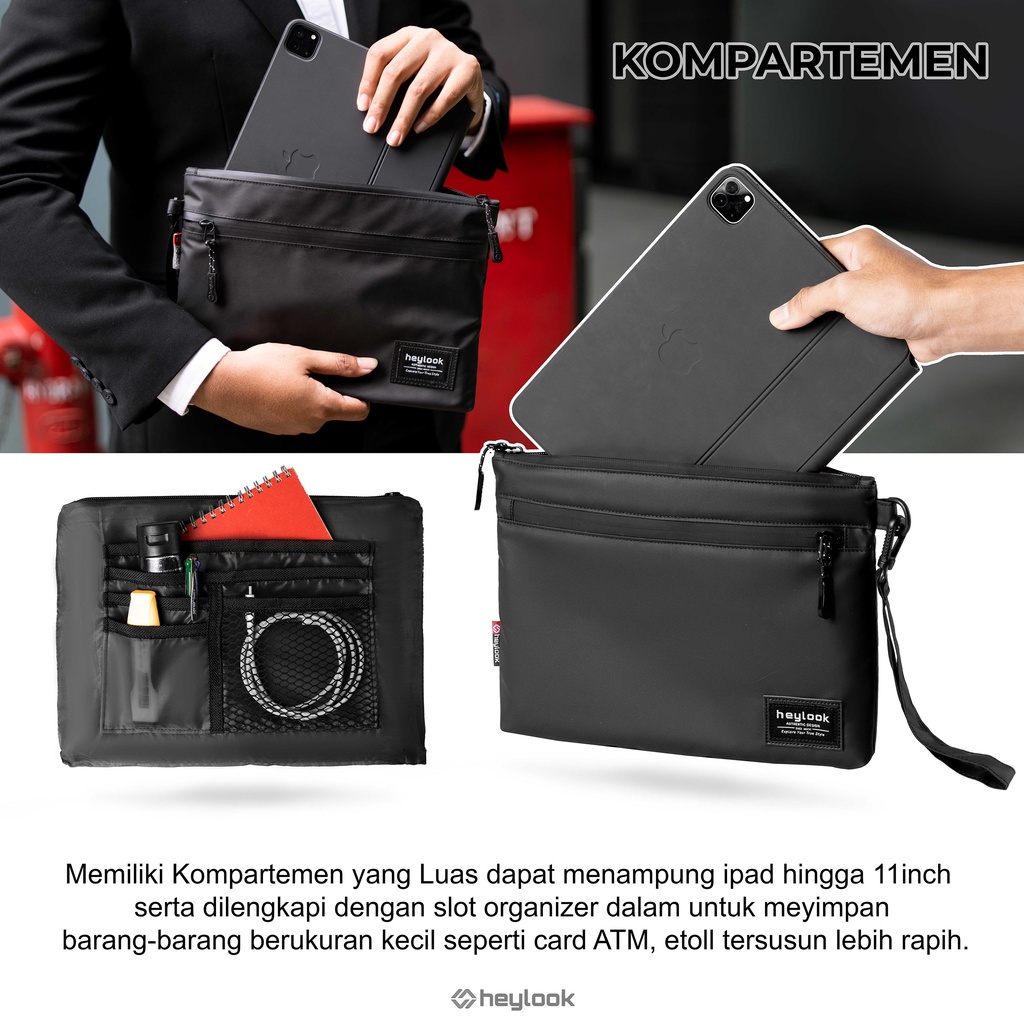 Clutch Bag Pouch Travel Handbag Pria Wanita Pouch Bag Organizer Tas Genggam Waterproof – HITAM