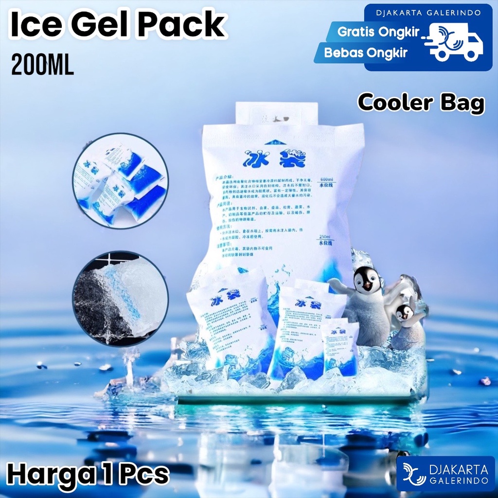 Ice Gel Pack 200 ML Kantong Air Es Pendingin Lunch Bag Tas ASI Ice Gel Blue Cool Jelly Cooler 200ML