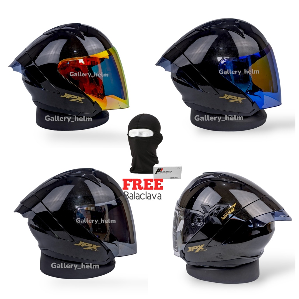 JPX NOVA X BLACK GLOSSY PAKET GANTENG | HELM JPX HALF FACE