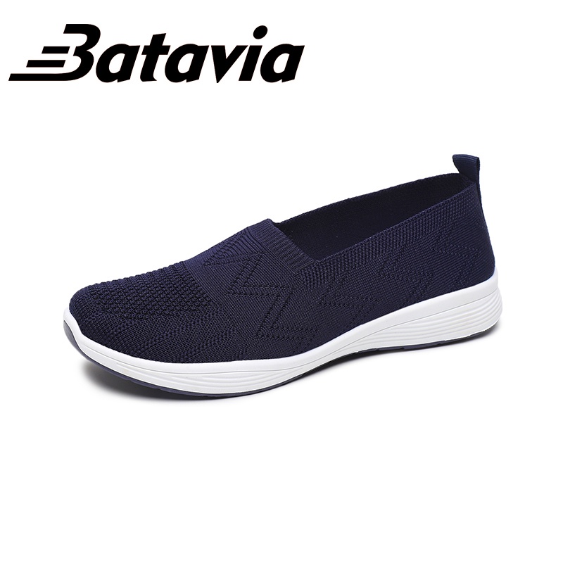 2023 Batavia Baru import sepatu wanita Sepatu hitam Wanita sepatu flyknit Sepatu Wanita ibu sepatu flat rajut Sepatu Wanita Dewasa Sepatu pantafel Wanita Sepatu Wanita Merek A164