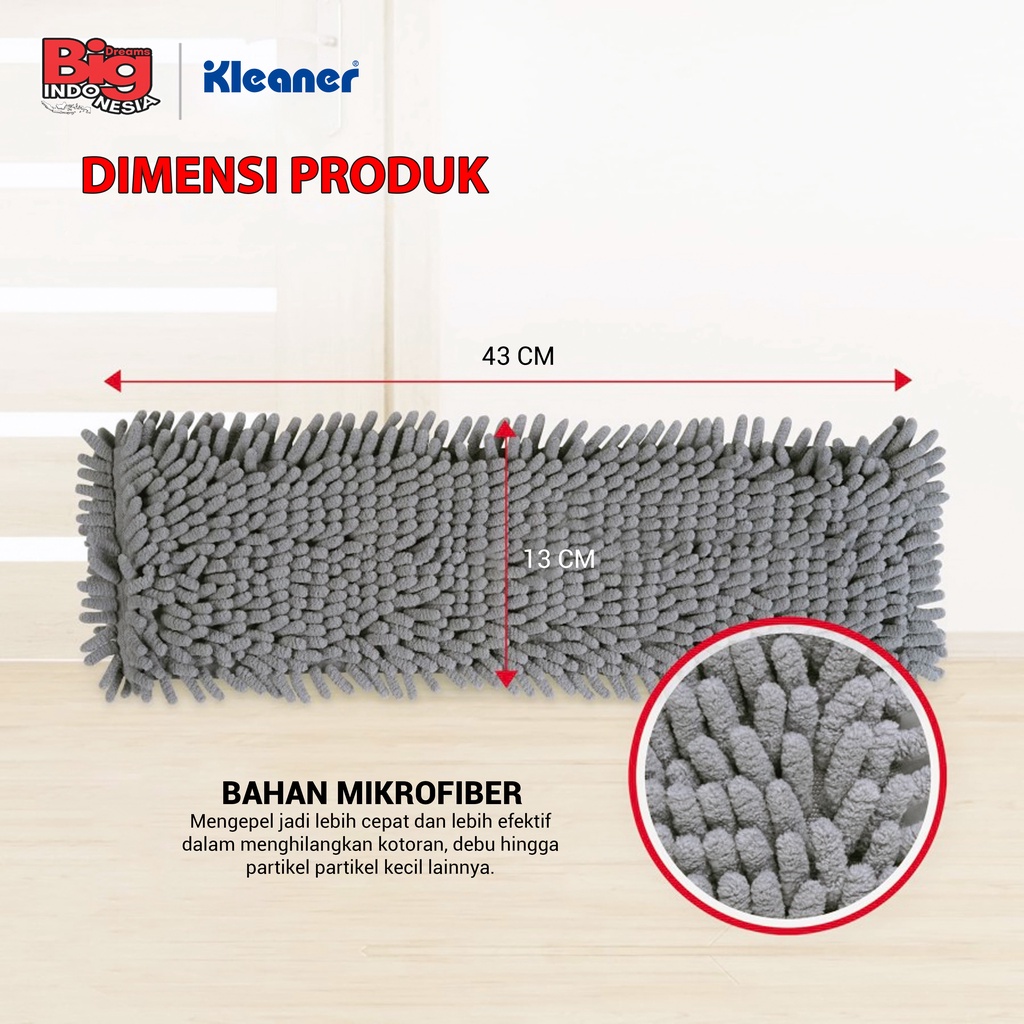 Refill Pel Debu 1 Pcs Bahan Microfiber Dust Mop Pembersih Lantai Kleaner GSRA002