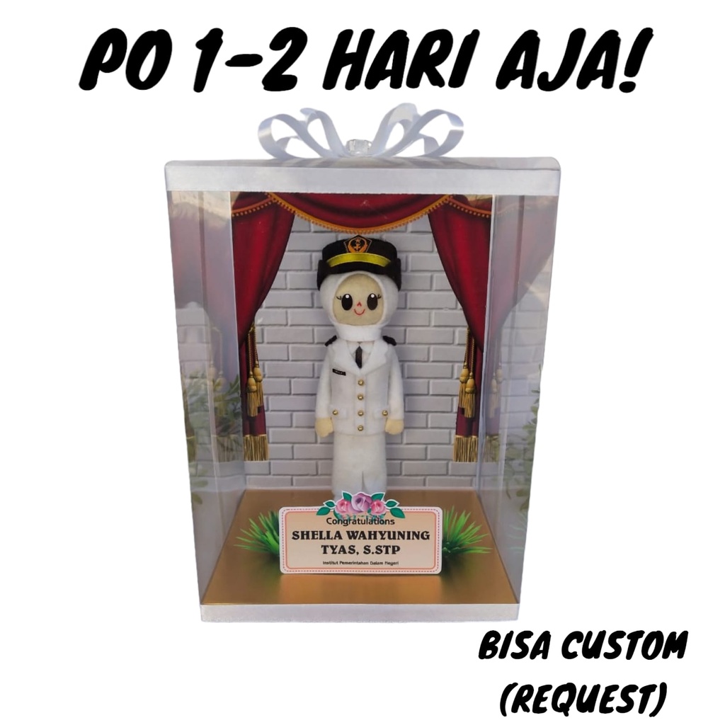 Boneka Flanel IPDN Perempuan Box Mika Sedang | Kado Wisuda | Kado Pelantikan | Bonekaflanelku