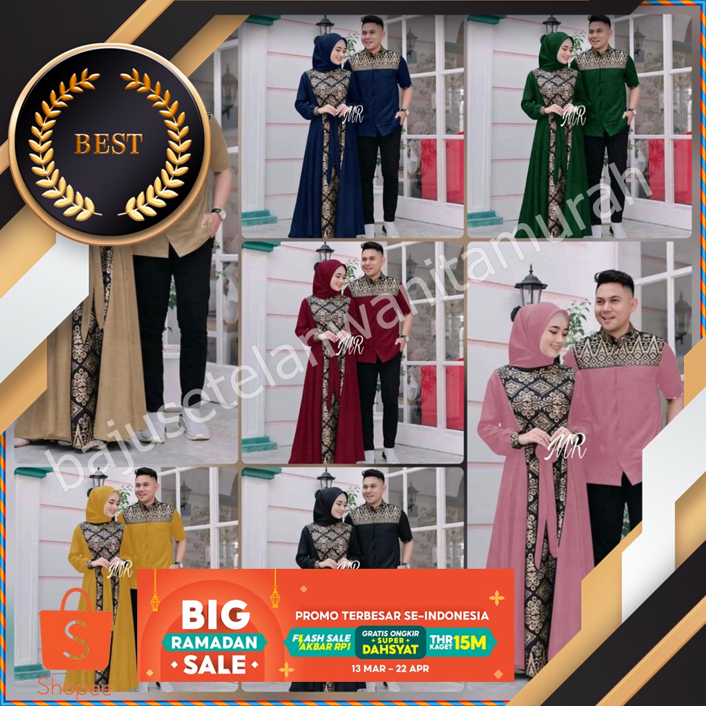 COD ⭐️ Raya Couple Gamis Set Kemeja Setelan Baju Pasangan Muslim CP Katun Kotak Premium ⭐️ Fashion D