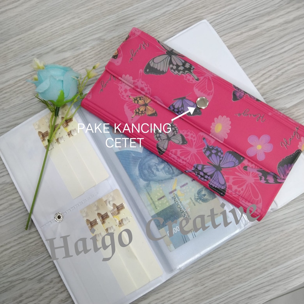 DOMPET DISIPLIN MOTIF KUPU2 PRINT - PENUTUP PAKE KANCING CETET