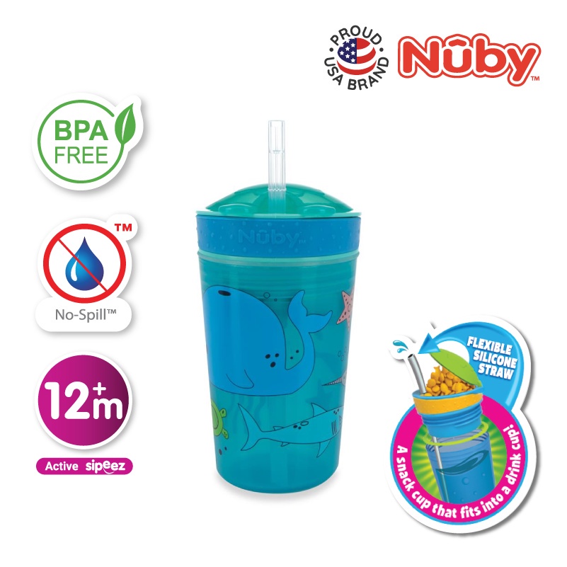 NUBY SNACK N SIP CUP WITH STRAW COVER