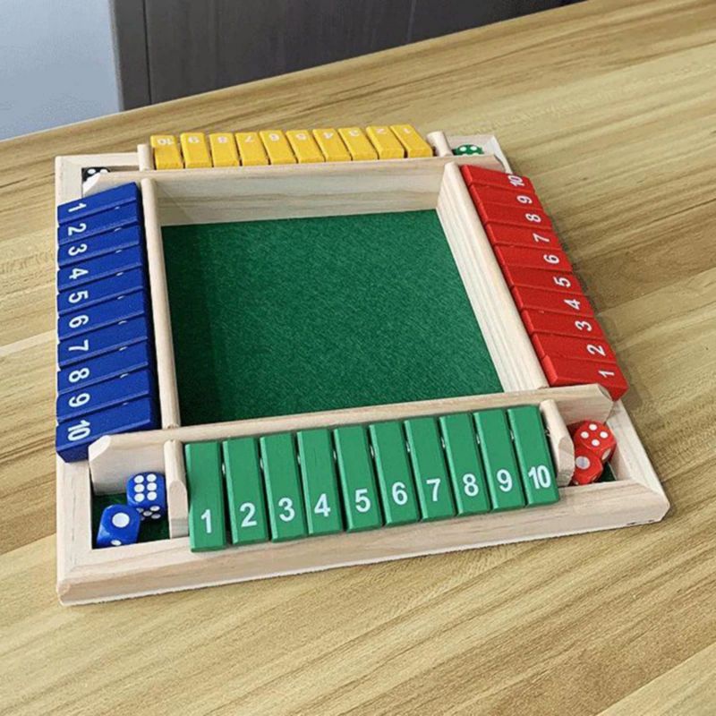 4 Warna Mainan Board Game Dadu Shut the Box Angka 1-10 Papan Permainan Dadu Untuk Bar Party Club KTV Props