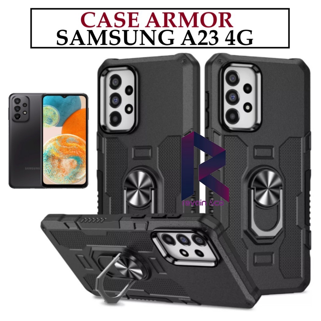 Case Armor SAMSUNG GALAXY A23 4G Iring Cincin Magnetic Kesing Hp Protect kamera Premium Hard Case Standing Robot Pelindung Kamera