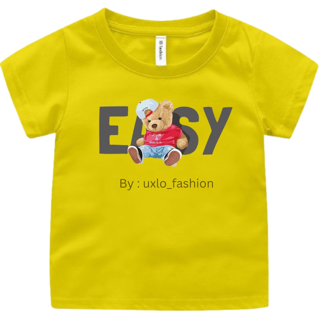 BAJU KAOS TSHIRT MURAH ANAK PEREMPUAN DAN COWOK UNISEX MOTIF BEAR EASY LUCU UMUR 2-9 TAHUN UXLO FASHION