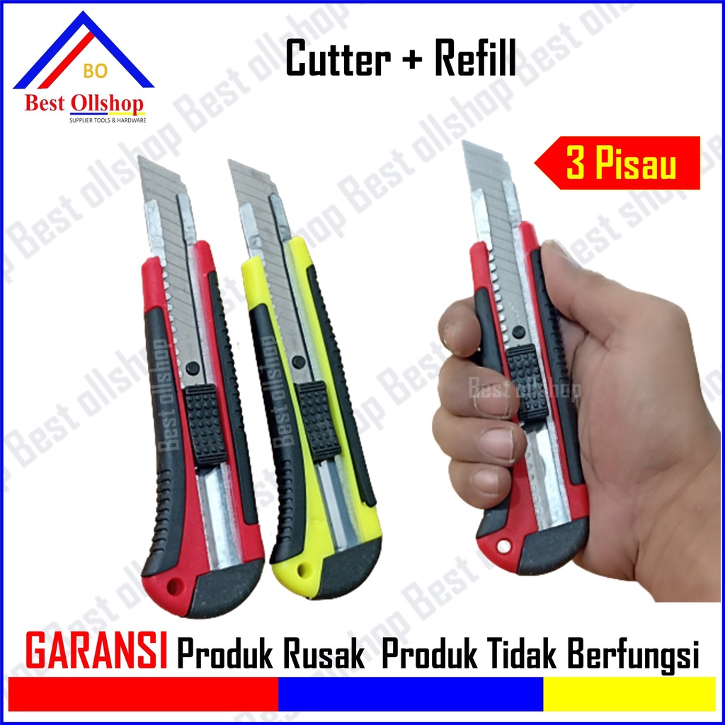 Cutter Kater Karter Pisau Besar Reffil isi 3 Pcs / Pisau Cutter Besar Bonus 2 Pcs Isi Ulang Pisau