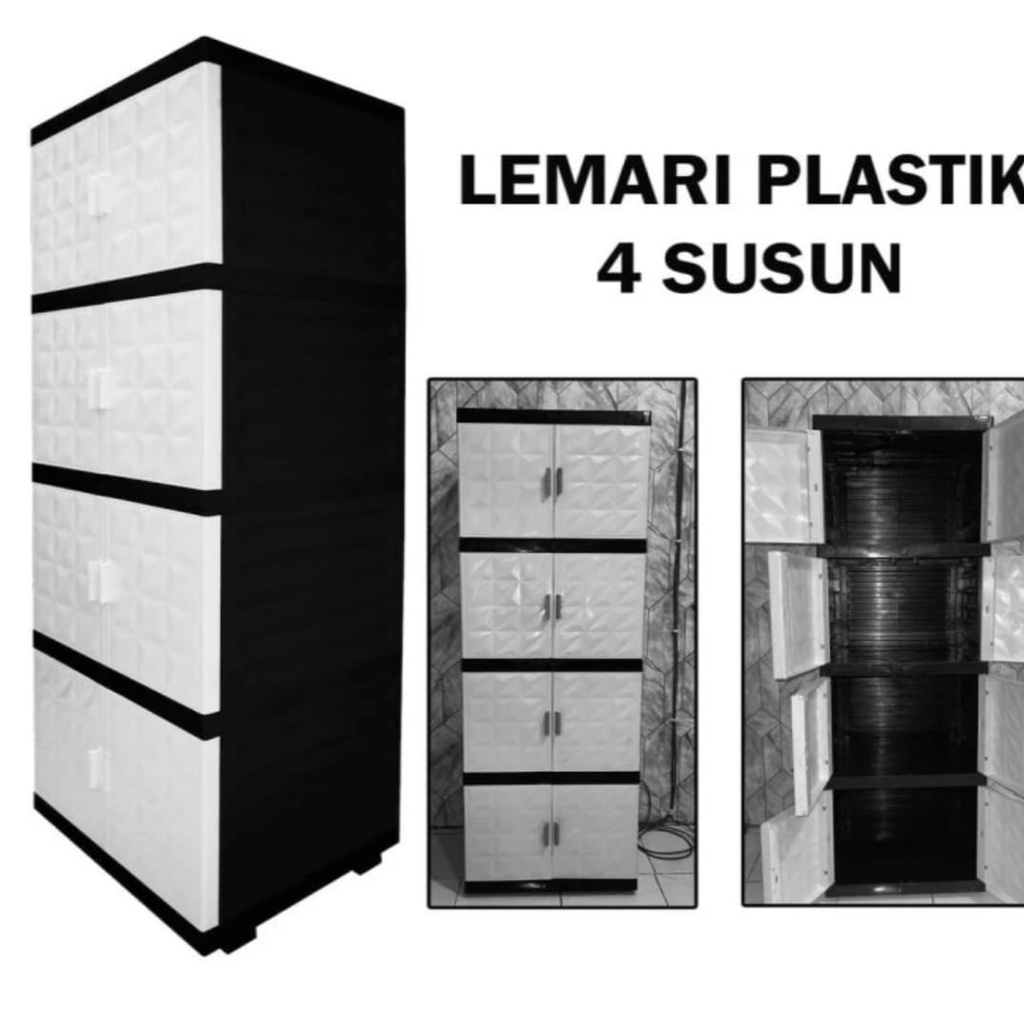 Lemari Plastik Lemari Pakaian Plastik Susun KACA ada KUNCI-DIAMON AQUILA 4