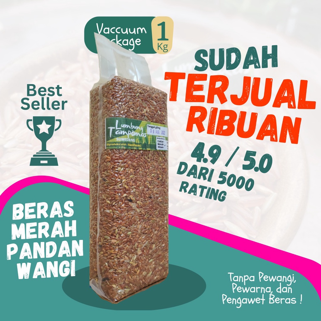 

Beras Merah Pandan Wangi Lumbung Tampomas 1kg