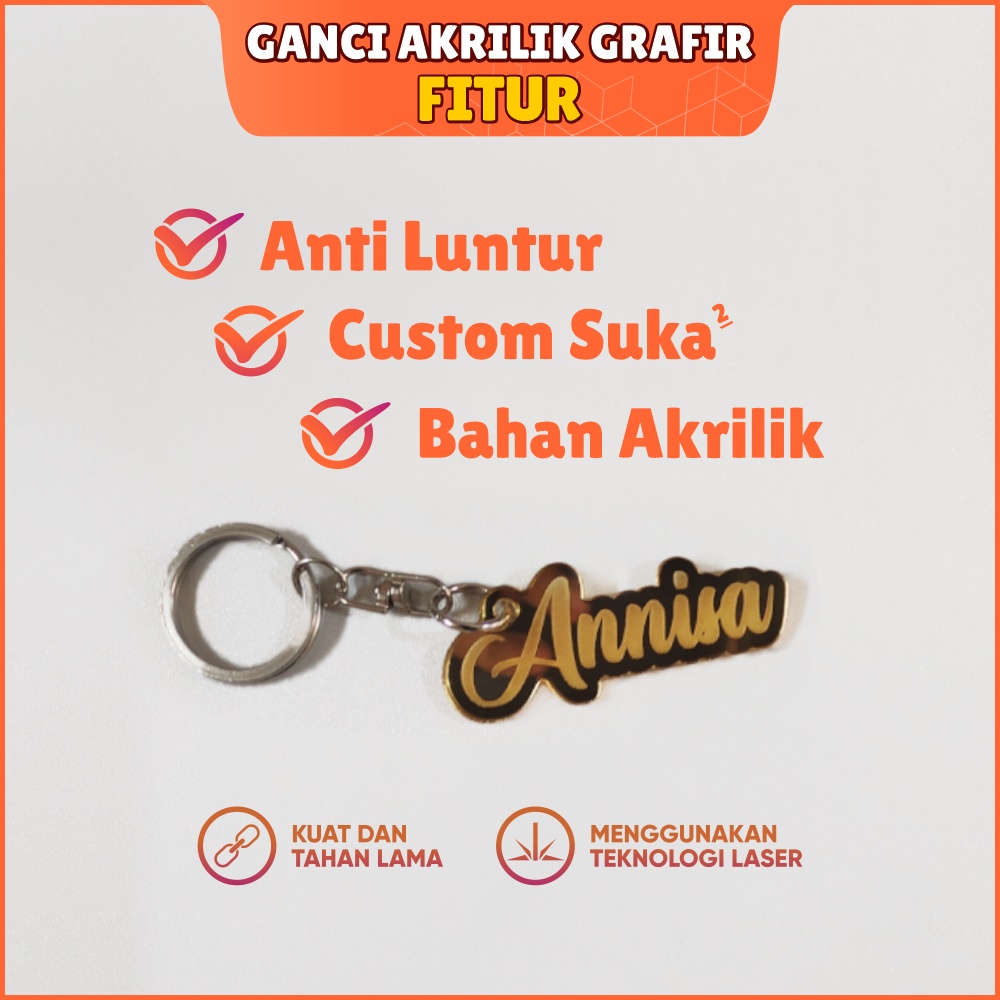 Gantungan Kunci / Tas UKIR NAMA AKRILIK BEBAS CUSTOM Ganci Warna Grafir Gold Rose Silver Mirror Acrylic Acrilic Keychain Murah Kado Ulang Tahun Souvenir Nikah Pernikahan Aesthetic Estetik Lucu Korea Couple Key Chain Grosir Suka Cowok Cewek