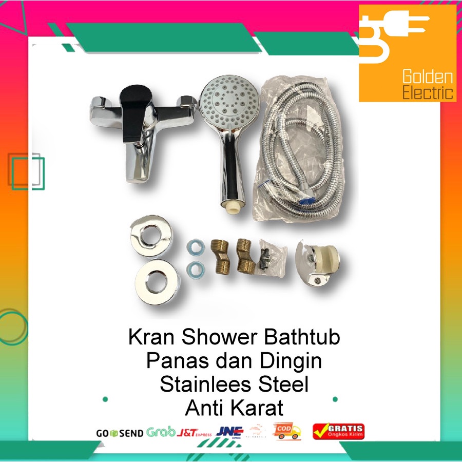 Kran Keran Air Hand Shower Bathtub Mandi Bath Tub Panas Dingin Komplit