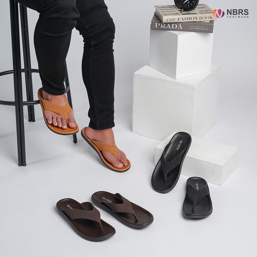 Nibras Footwear RABAT Bahan Premium Faux Leather Sandal Ikhwan Casual Look Sandal Flat Slop Bisa COD