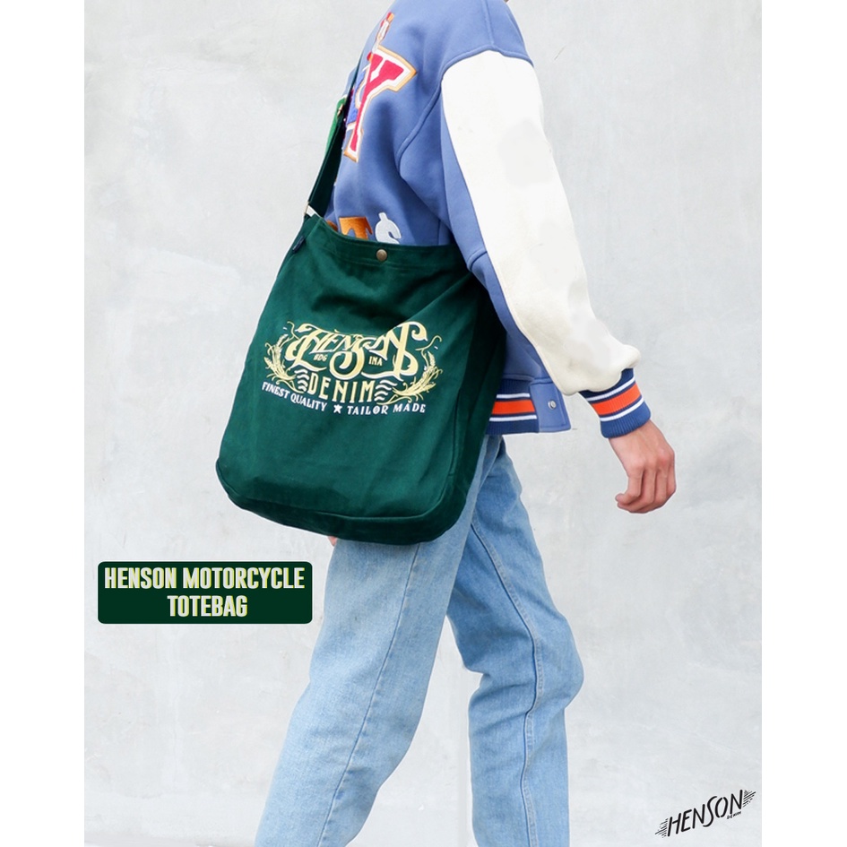 Henson  - ToteBag Denim Green Tote bag Kanvas Tebal Totebag Wanita Tas Selempang Pria