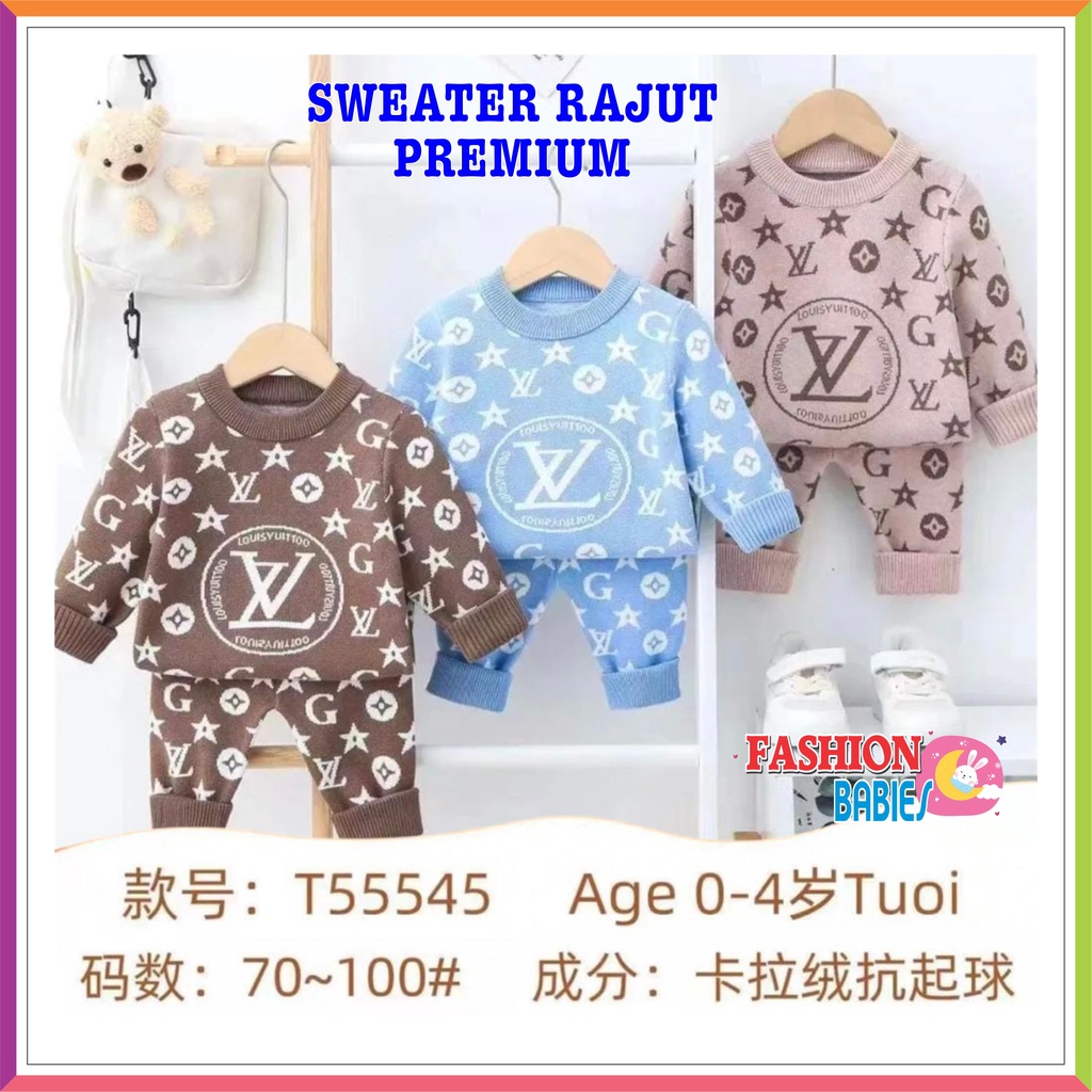 ❤ FashionBabies ❤  SETELAN SWEATER RAJUT ANAK UNISEX IMPORT MOTIF GUCCI LV