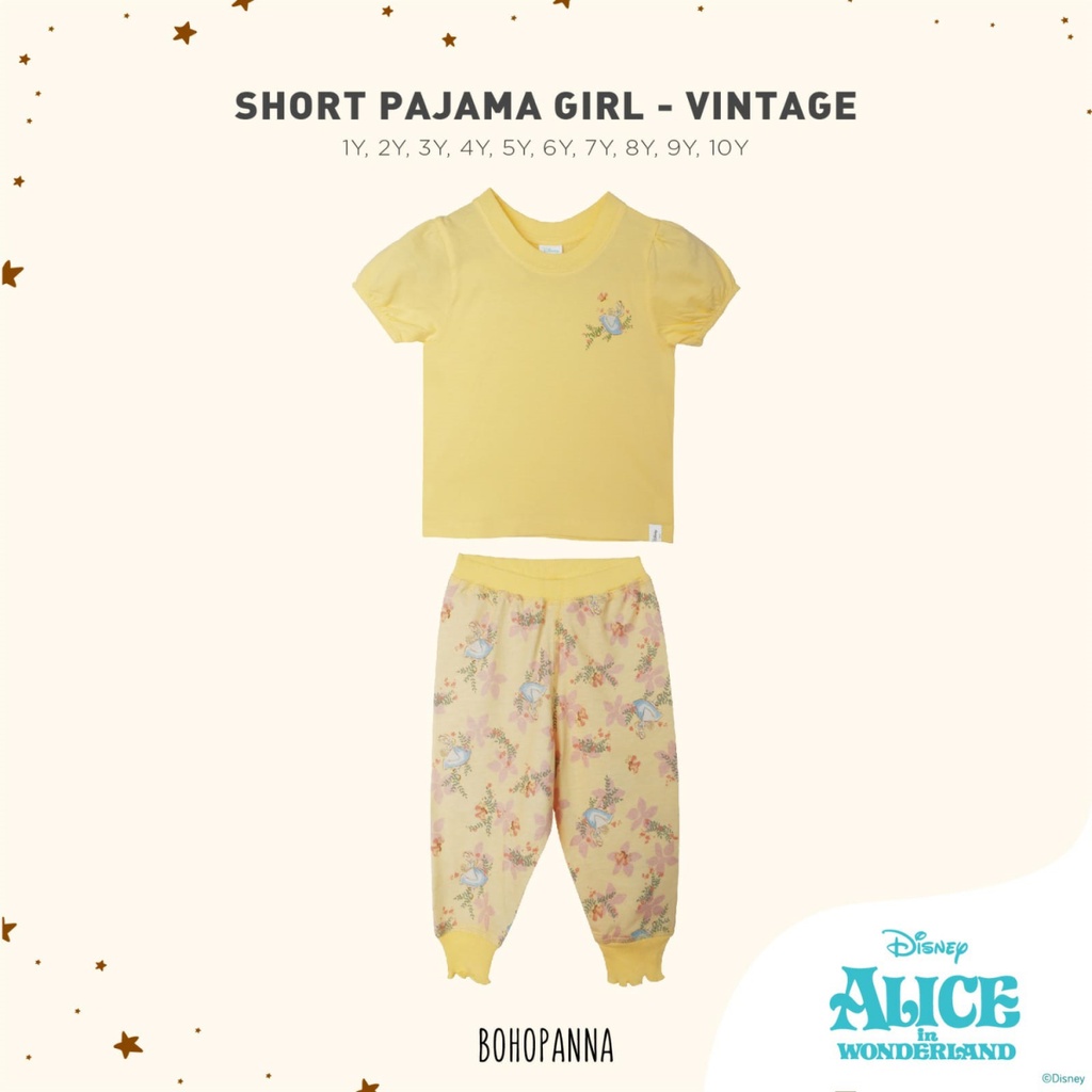 [TOMS] BOHOPANNA (1stel) Short Pajama Girl DISNEY / Stelan Baju Tidur Anak Perempuan Piyama Pajamas