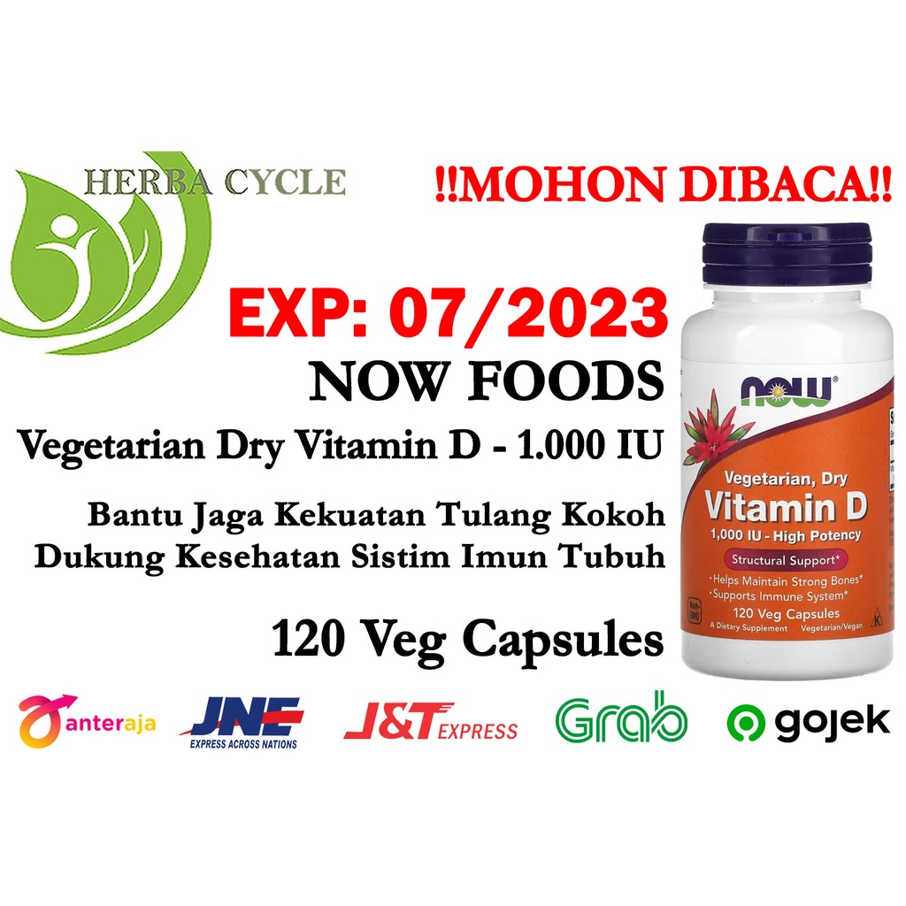 Now Food Vitamin D 1000 iu 120cap Vit D3 Kesehatan Tulang Imun ORI USA