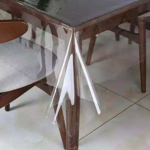 ⇋ Taplak meja plastik mika tebal 0,30mm taplak meja makan ruang tamu anti air polos bening meteran ⇖