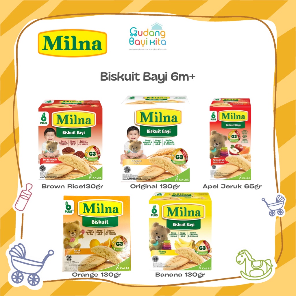 Milna Biskuit Bayi 6+ 110gr  - Biskuit Milna - Biakuit Bayi - Cemilan Bayi