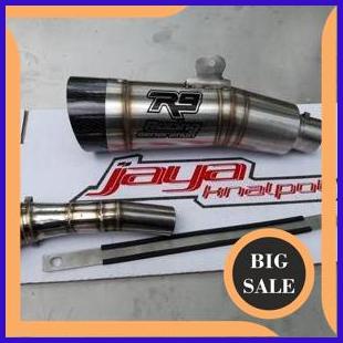 Knalpot R9 H2 Half Carbon Slip On Ninja 250 Fi / Carbu, Ninja 300Fi ABS SE, Z250, CBR 250, MT25, R25