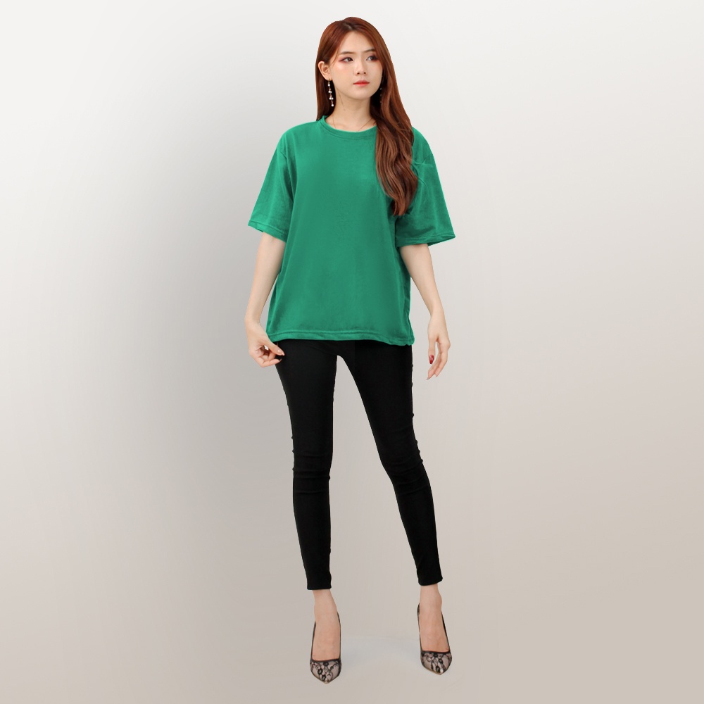 Kaos Tshirt Lengan pendek oversized Wanita Gaya korea leher bulat polos - XSHOP Desting