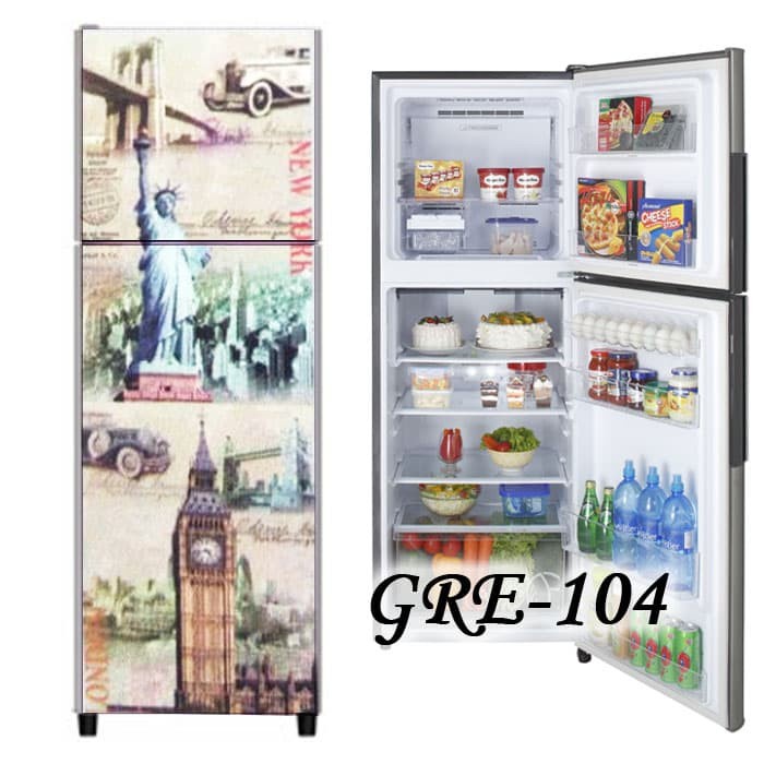 KULKAS 2 PINTU GRE104 LONDON N LIBERTY WALLPAPER STICKER WAL PAPER CUCI GUDANG