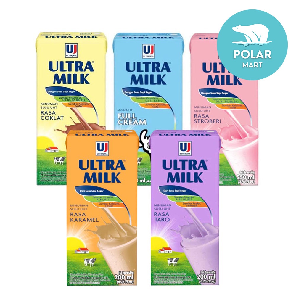 

Ultra Milk 250 ml Rasa Cokelat, Stroberi, Full Cream, Taro & Karamel