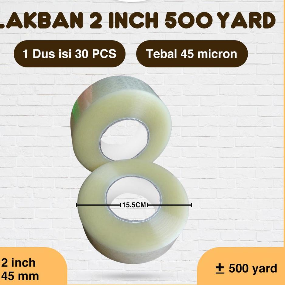 

Lakban Solatip Isolasi OPP Bening 2 Inch 45mm x 500 Yard 45mic MURAH belkang