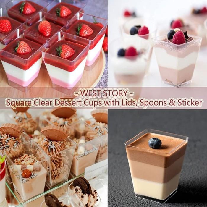 25Pcs Puding Cup 150Ml Jelly Cup Lc24 Dessert Cup Wadah Kue Kotak New