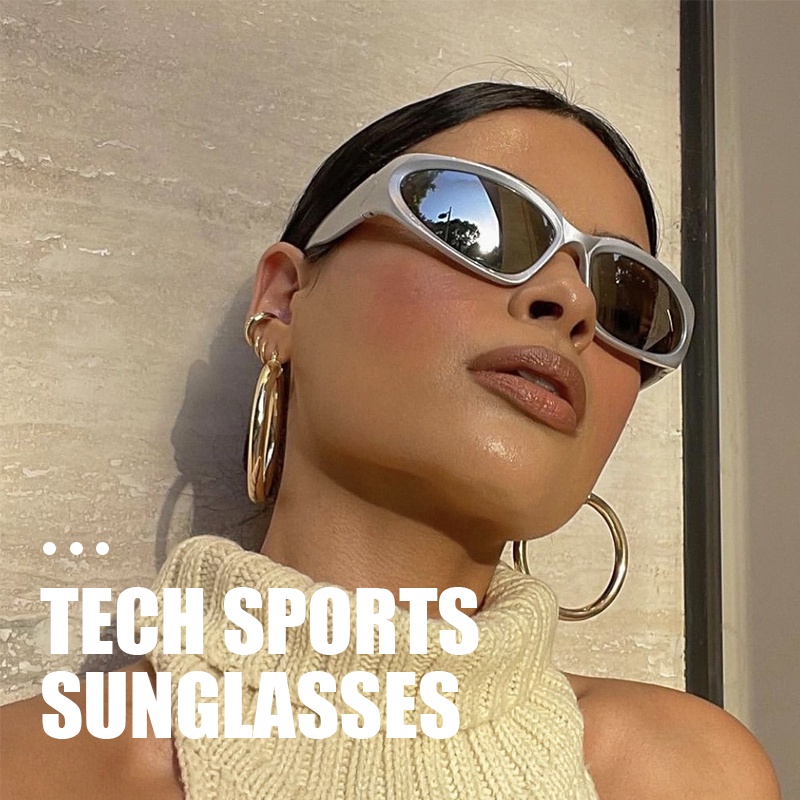 2023 Kacamata hitam olahraga teknologi masa depan bersepeda Cyberpunk Kacamata Hitam Gaya Hip Hop punk untuk Wanita Dan Pria-Won