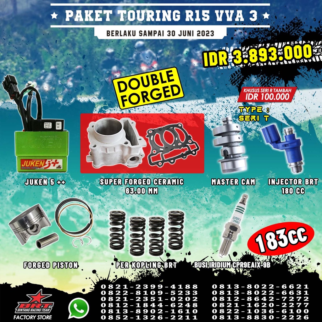 Trabas 3 BRT WR 155 R15 VVA V3 Bore Up Blok Ceramic 63mm Juken 5++ Injektor Cam Per Kopling