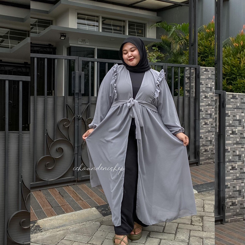 ICH - Lesya Long Outer Ruffle Jumbo Bahan Ceruty