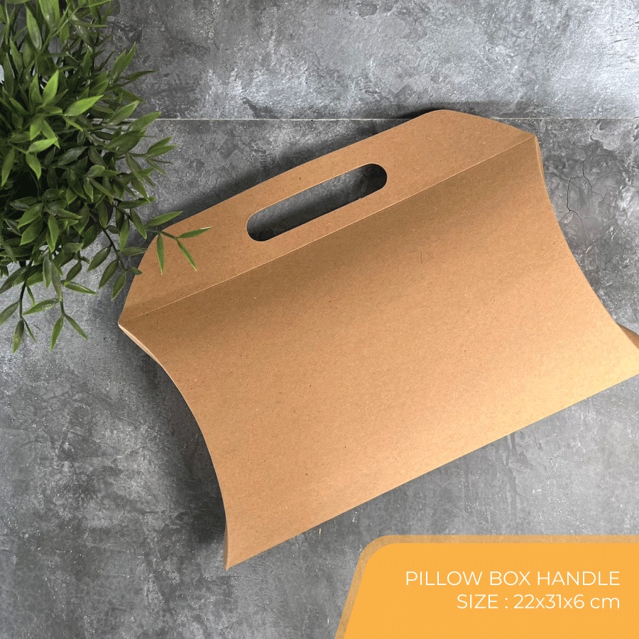 [HARGA 10PCS] Pillow Box Handle 22x31x6 cm – kraft / kotak kado / box baju