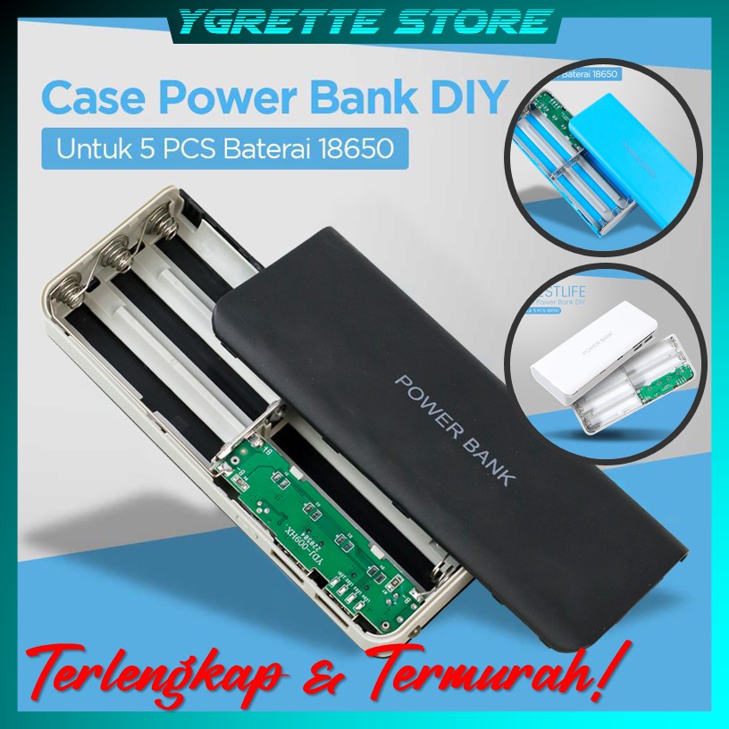 YGRETTE - TERMURAH CASE POWER BANK 5 SLOT BATERAI 18650 DIY POWERBANK VBESTLIFE