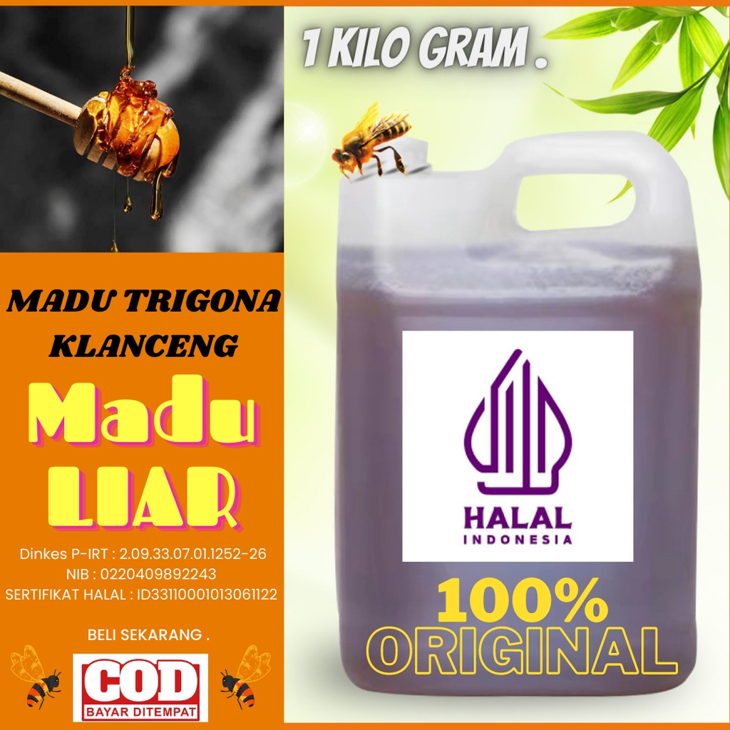 

Madu Kele Kele lebah klanceng 1000 gram original termurah terlaris halal pirt bergaransi madu kesehatan