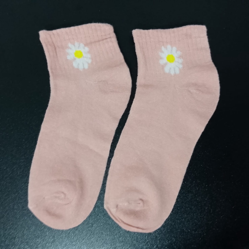 Kaos Kaki KS24 Kaos Kaki Wanita Motif Bunga Semata Kaki Fashion Korea