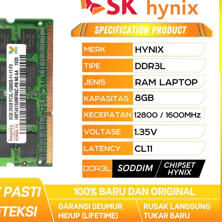 ۩ RAM HYNIX DDR3L 8GB 1600MHZ  ORI RAM LAPTOP DDR3 RAM NB DDR3 ✭