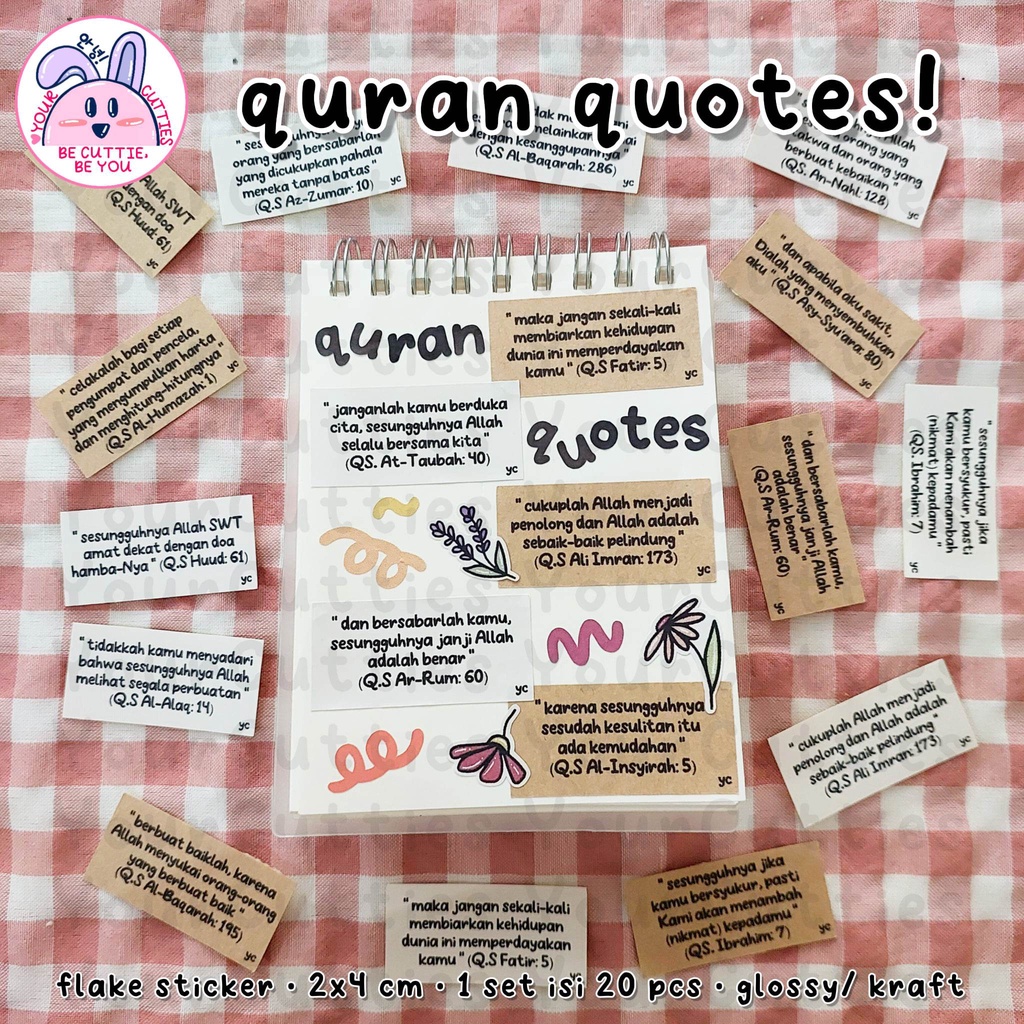 

[FLAKE] STICKER QURAN QUOTES TYPEWRITING REMINDER ESTETIK GLOSSY KRAFT TULISAN