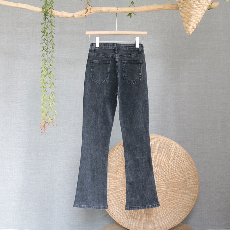 Biru muda/ Biru retro/Hitam /Kelabu hitam /Coklat Highwaist Cutbray Celana Jeans Wanita/Skinny Jeans