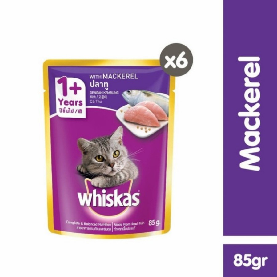 whiskas pouch adult 80gr - whiskas sachet makarel (6 pcs)