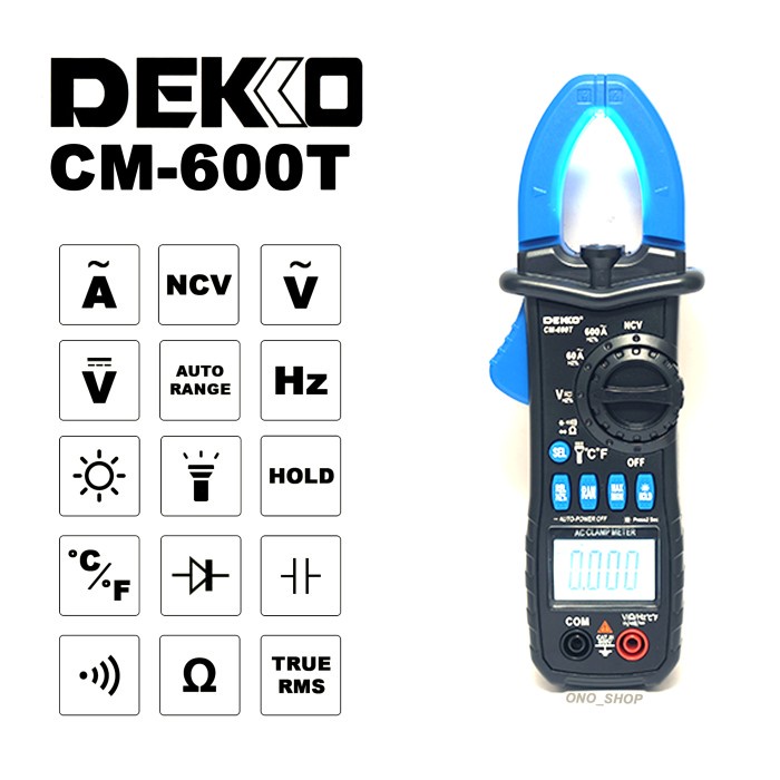 Digital AC Clamp Meter True RMS 600 Ampere - Dekko CM-600T