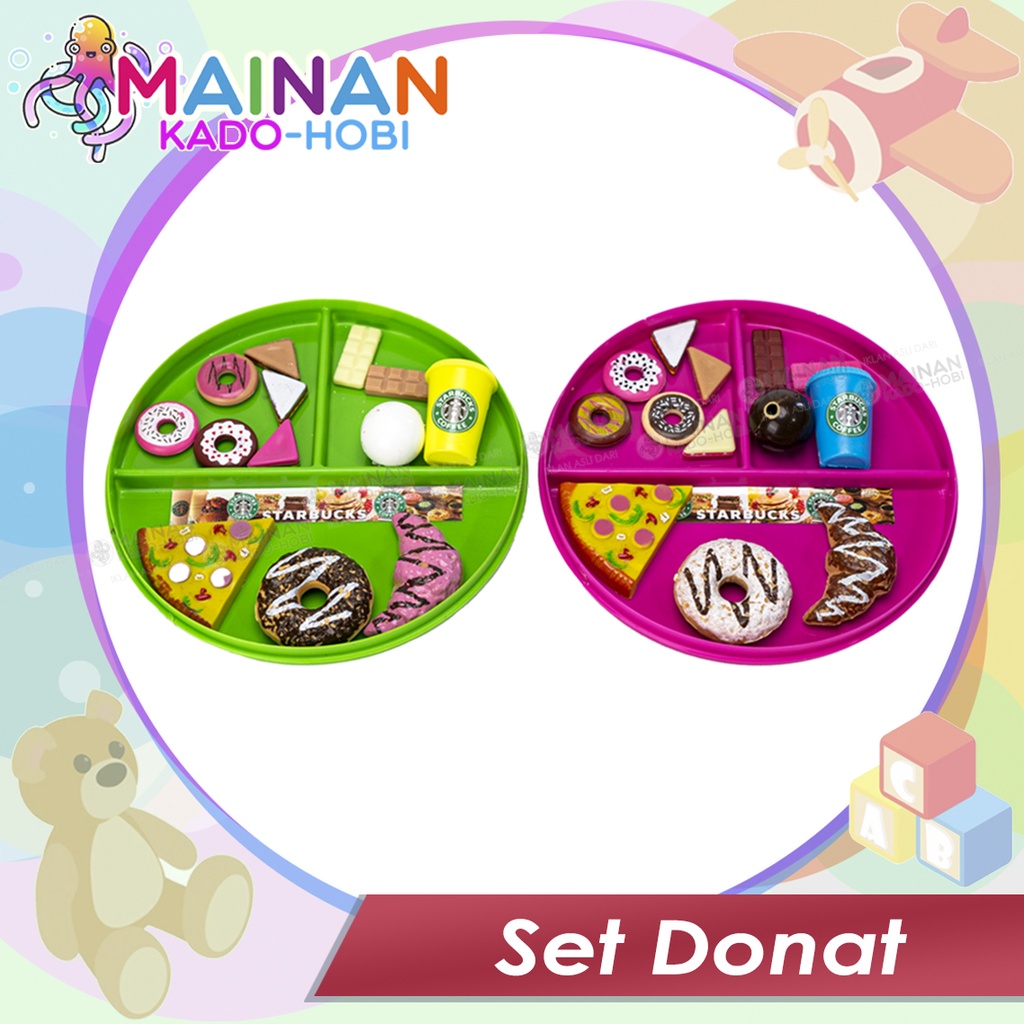 SET MAINAN ANAK PERAN EDUKASI MINIATUR MASAKAN DESSERT KUE DONAT COKELAT PRETEND TOYS