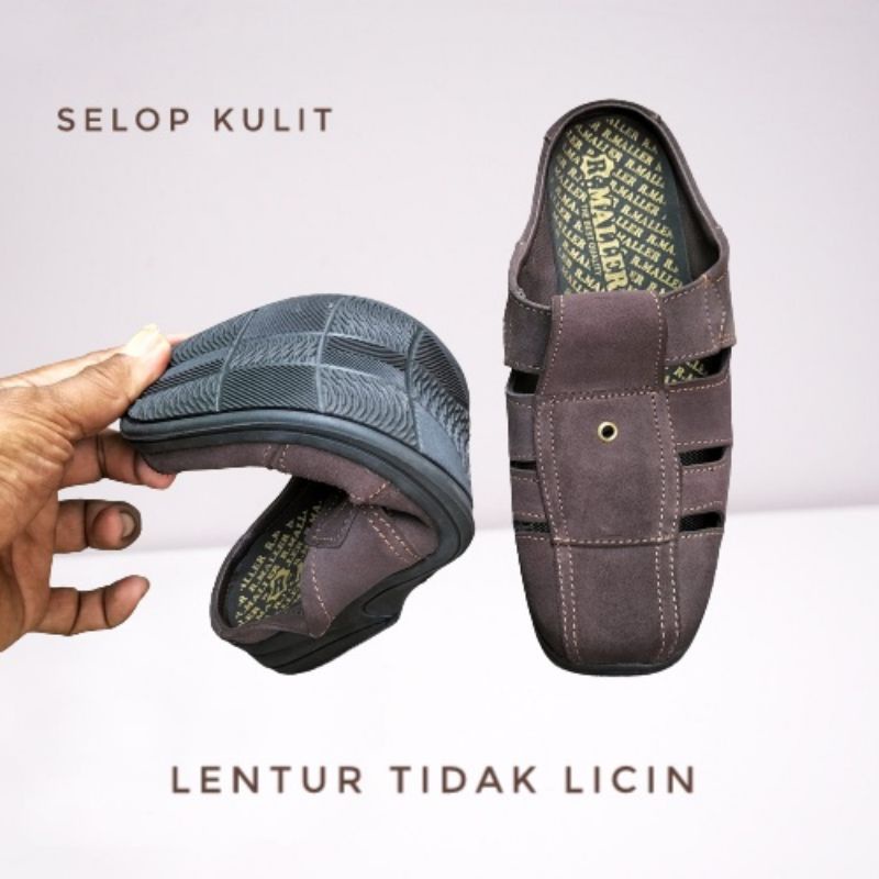 Sepatu sandal pria /selop pria kulit /sandal sepatu /sepatu slip on / bisa cod / bayay ditempat