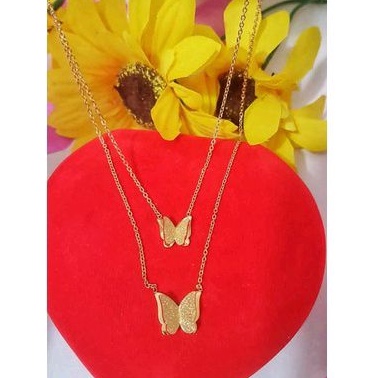 Kalung titanium Dua Layer Emas Gold 739