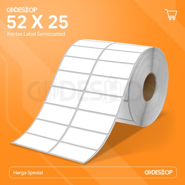 

Codeshop Label Semicoated 52x25 mm 2 Line 5000 Stiker Printer Barcode