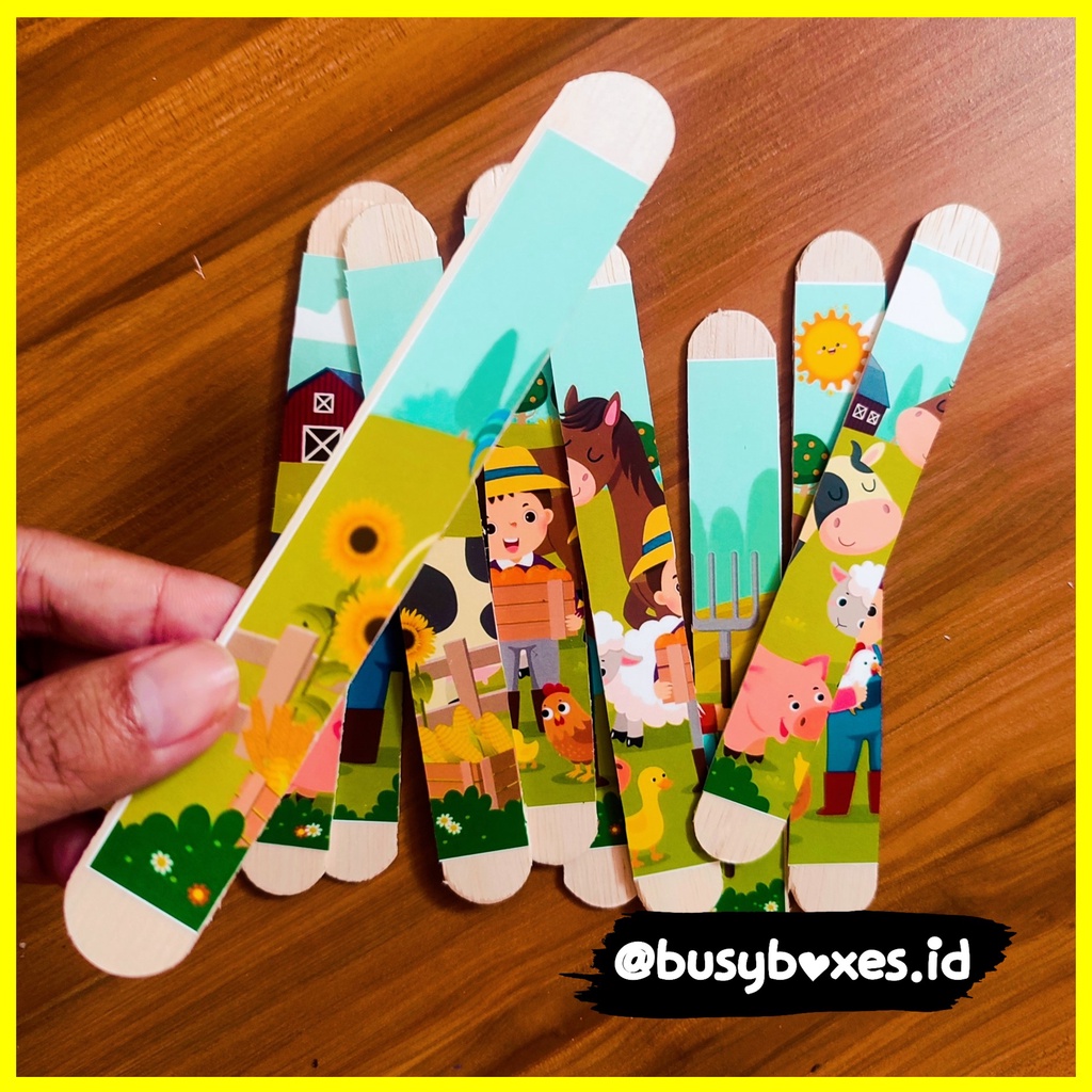 Busyboxes.id Mainan edukasi anak Puzzle popsicles 10 keping seri animals farm